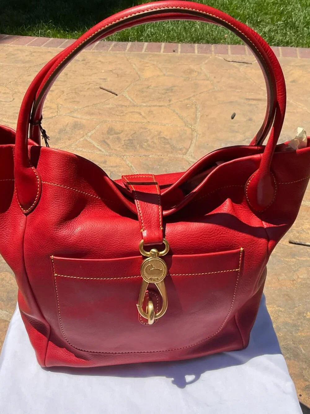 Dooney and Bourke- Red Florentine Leather Hobo Lock Bag *NWT